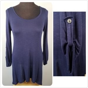 Lightweight button sleeve blue tunic by Cherish
